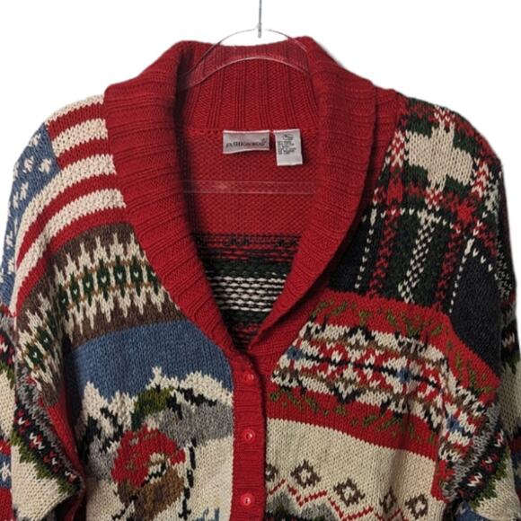 Y2K Fashion Bug Winter Holiday Shawl Collar Cardigan Sweater Plus Size 18 20 - Picture 3 of 10